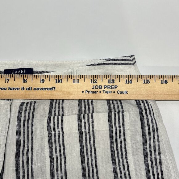 Kaari Blue 100% Linen Wide‎ Leg Cropped Pants Culottes Size 4 Pockets Casual - Picture 8 of 11